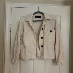Zara Women's Beige Corduroy Utility Jacket